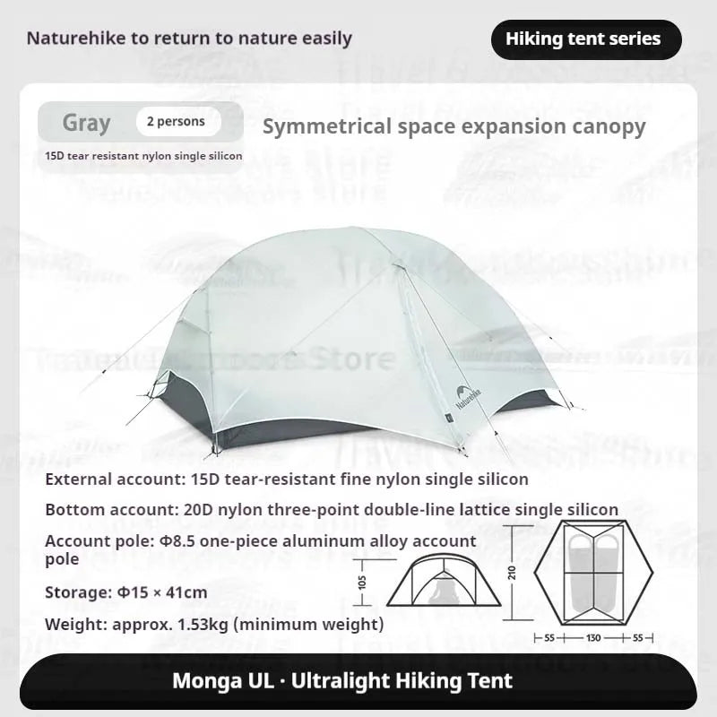 Naturehike Mongar UL BASE PRO 1-3 People Tent Trekking Backpacking Shelter Tent 20D Nylon Waterproof Ultralight Outdoor Camping