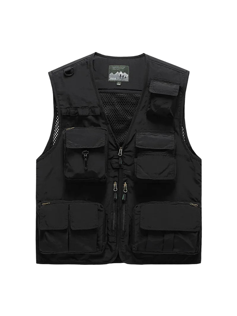 Unisex Tactical Vest Multi-Function 15 Pockets Portable Crossbody Utility for Hiking Camping Outdoor Survival Gear