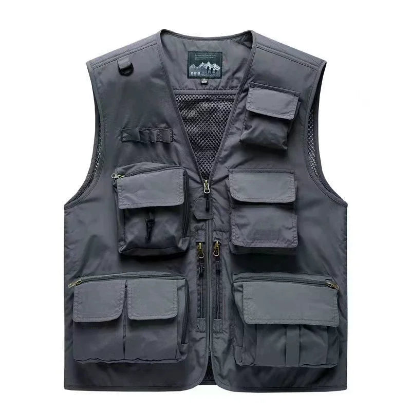 Unisex Tactical Vest Multi-Function 15 Pockets Portable Crossbody Utility for Hiking Camping Outdoor Survival Gear