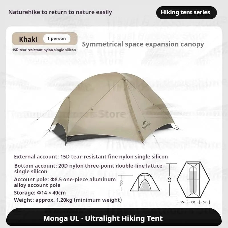 Naturehike Mongar UL BASE PRO 1-3 People Tent Trekking Backpacking Shelter Tent 20D Nylon Waterproof Ultralight Outdoor Camping
