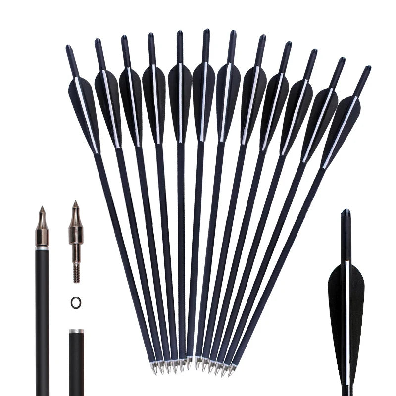 Archery Crossbow Carbon Arrows 20/22 Inches Spine400 Arrow bolts 4" Plastic Vanes for Crossbow Hunting Archery Shooting