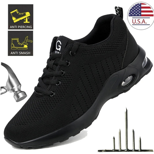 Industrial Steel Toe Safety Shoes Mens Lightweight Breathable Work Boots Anti-smash Puncture Resistant Construction Work Shoes