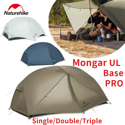 Naturehike Mongar UL BASE PRO 1-3 People Tent Trekking Backpacking Shelter Tent 20D Nylon Waterproof Ultralight Outdoor Camping
