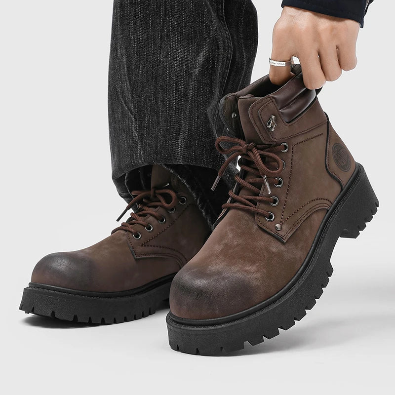 Handmade Men Boots Ankle Winter Leather Shoes Autumn Outdoor Hiking Boots Sneakers Hombres Botas High Top Footwear Anti Slip