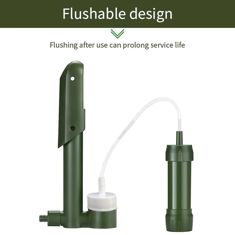 Portable Hand Pump Water Filter 360g Mini Personal Purifier for Camping Hiking Fast Flow Survival Gear with 0.01 Micron Filter