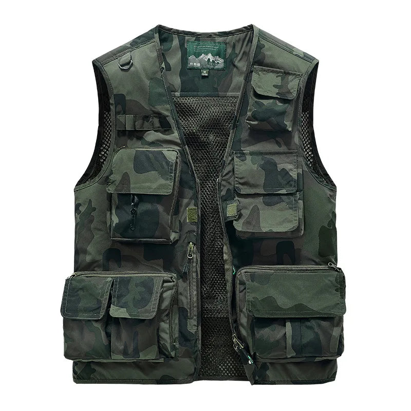 Unisex Tactical Vest Multi-Function 15 Pockets Portable Crossbody Utility for Hiking Camping Outdoor Survival Gear