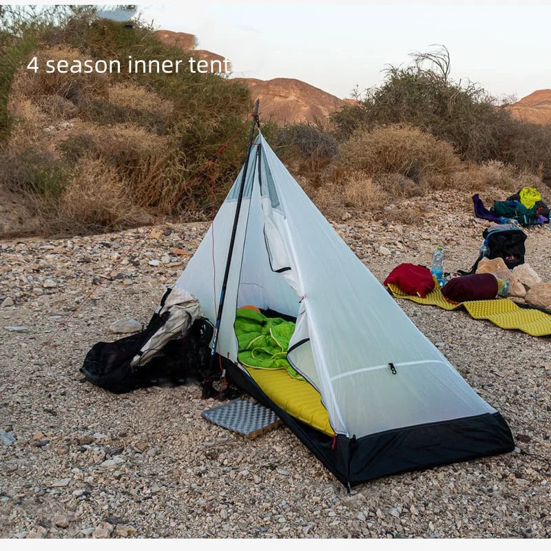 3F UL GEAR 2026 Lanshan 1 Tent Ultralight Outdoor Camping Poleless Tent T-zipper Door Waterproof Trekking Mountaineering