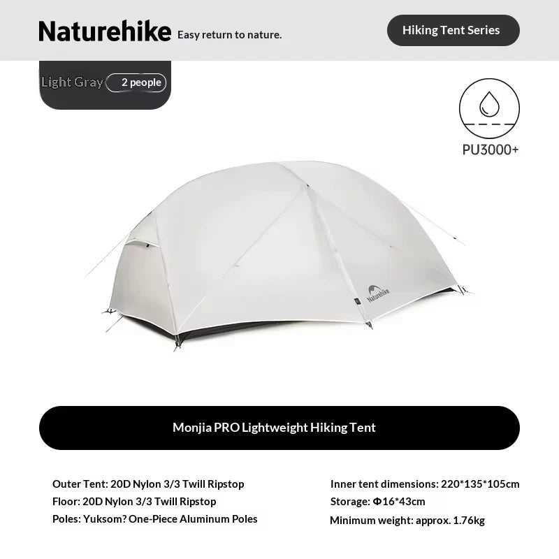 Naturehike Mongar UL BASE PRO 1-3 People Tent Trekking Backpacking Shelter Tent 20D Nylon Waterproof Ultralight Outdoor Camping