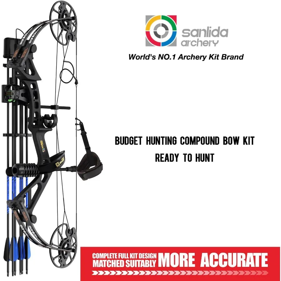 Sanlida Dragon X7 Ready to Hunt Compound Bow Package for Adults Archery Compound Bow and Arrow Set 0-70 Lbs Draw Weight No Bow Press Needed RH Only