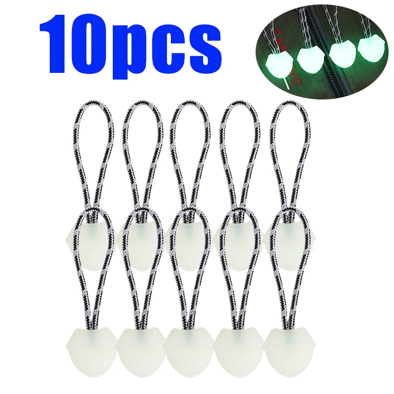 20/1 Pcs Luminous Zipper Pull Glow in Dark Cord Rope for Backpack Tent Jacket Camping Hiking Survival Gear Night Safety Tab
