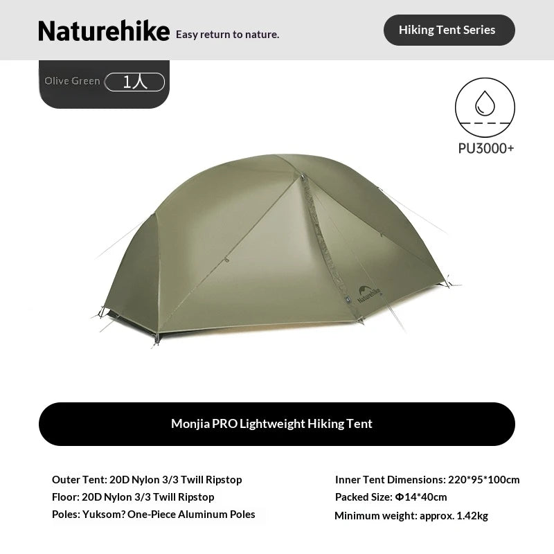 Naturehike Mongar UL BASE PRO 1-3 People Tent Trekking Backpacking Shelter Tent 20D Nylon Waterproof Ultralight Outdoor Camping