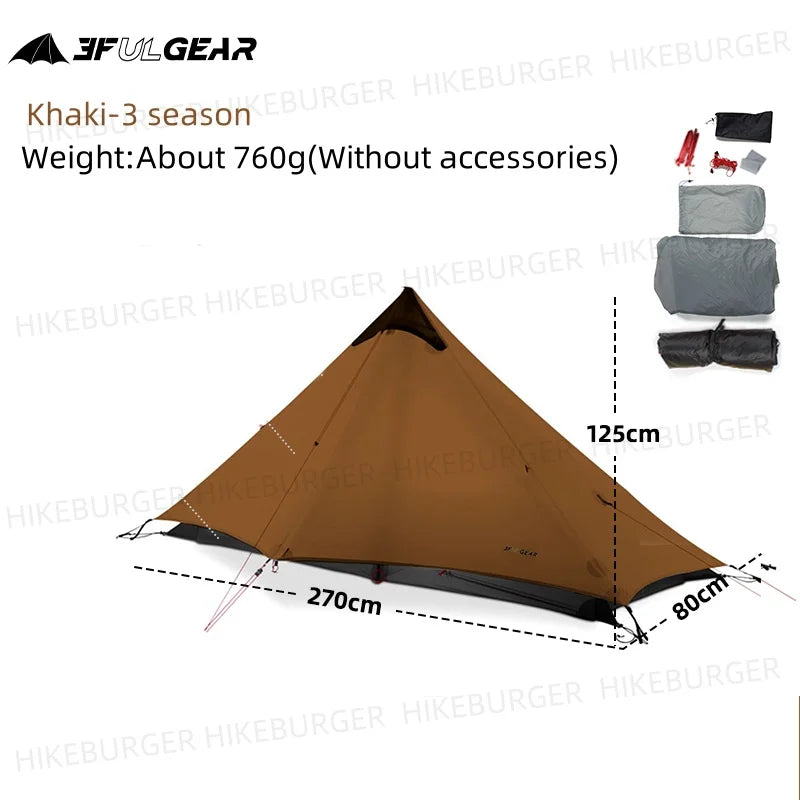 3F UL GEAR 2026 Lanshan 1 Tent Ultralight Outdoor Camping Poleless Tent T-zipper Door Waterproof Trekking Mountaineering