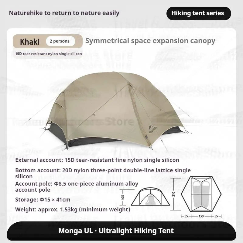 Naturehike Mongar UL BASE PRO 1-3 People Tent Trekking Backpacking Shelter Tent 20D Nylon Waterproof Ultralight Outdoor Camping
