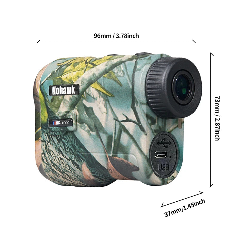 NOHAWK Hunting Rangefinder, 1000M/Yds,  6x Magnification, Angle, Speed Distance Measurement, and Continuous Scanning for Hunting