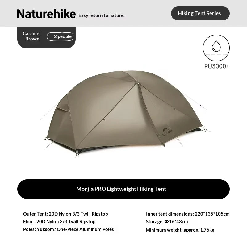 Naturehike Mongar UL BASE PRO 1-3 People Tent Trekking Backpacking Shelter Tent 20D Nylon Waterproof Ultralight Outdoor Camping