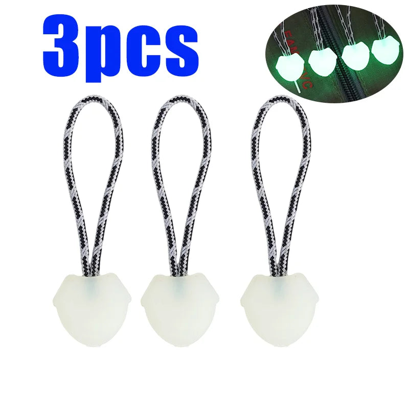20/1 Pcs Luminous Zipper Pull Glow in Dark Cord Rope for Backpack Tent Jacket Camping Hiking Survival Gear Night Safety Tab