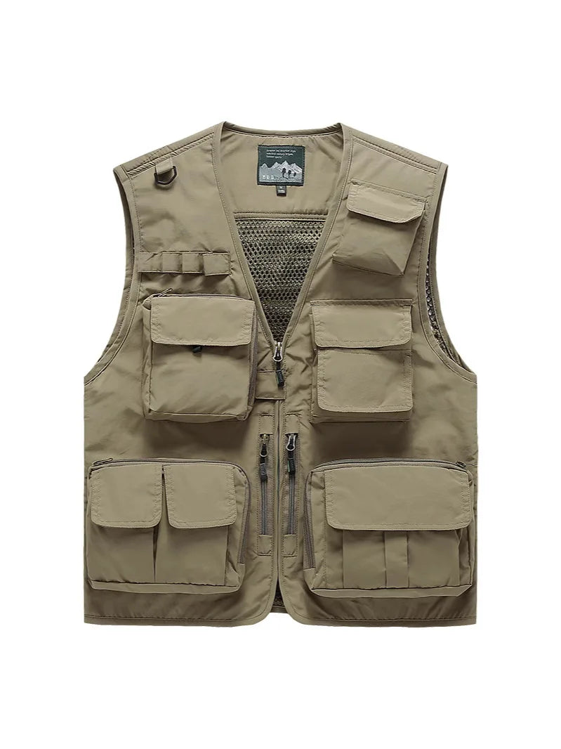 Unisex Tactical Vest Multi-Function 15 Pockets Portable Crossbody Utility for Hiking Camping Outdoor Survival Gear