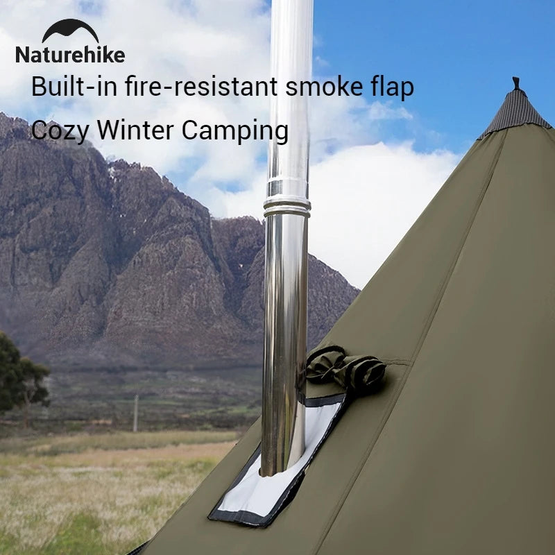 Naturehike Ranch Fire Octagon Pyramid Tent with Chimney Snow Skirt Waterproof PU3000mm+ Tipi Teepee Tent 2-4 Person Hot Tent