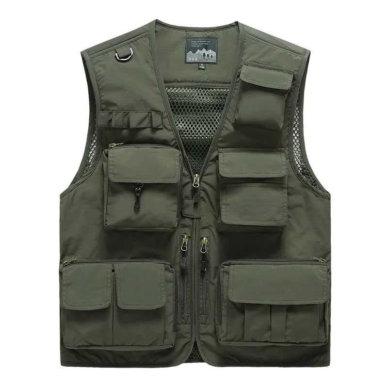Unisex Tactical Vest Multi-Function 15 Pockets Portable Crossbody Utility for Hiking Camping Outdoor Survival Gear