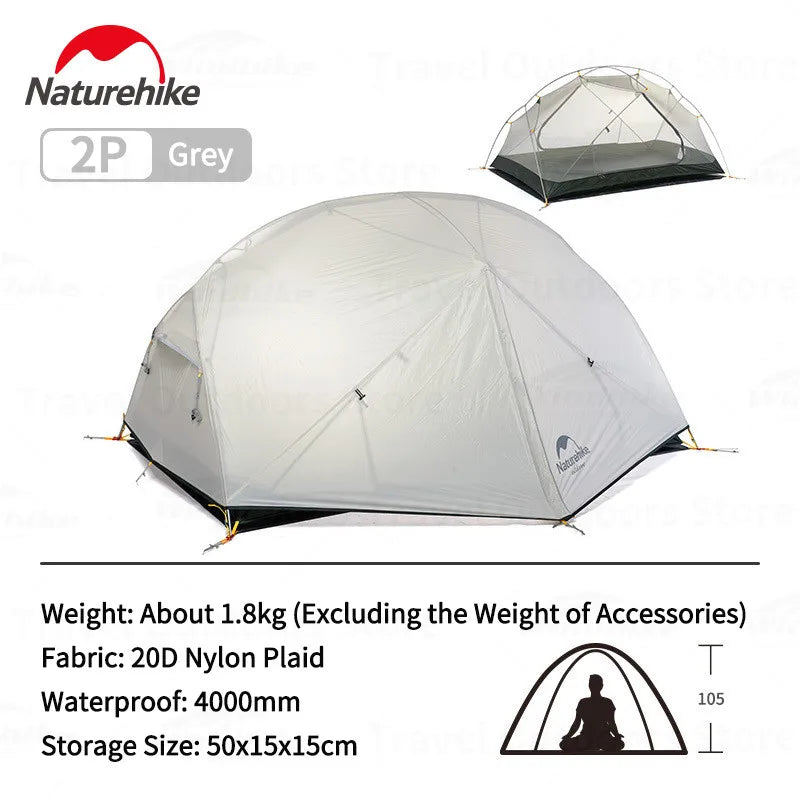 Naturehike Mongar UL BASE PRO 1-3 People Tent Trekking Backpacking Shelter Tent 20D Nylon Waterproof Ultralight Outdoor Camping