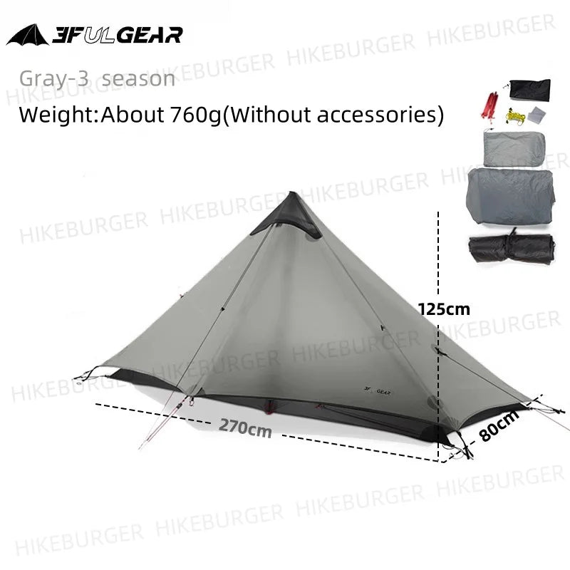 3F UL GEAR 2026 Lanshan 1 Tent Ultralight Outdoor Camping Poleless Tent T-zipper Door Waterproof Trekking Mountaineering