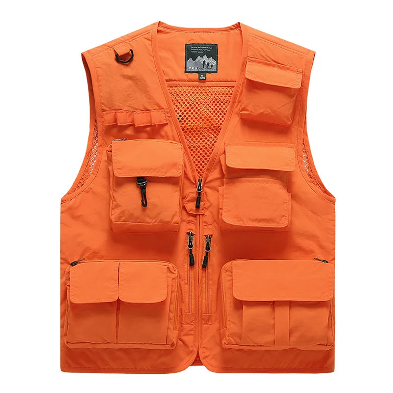 Unisex Tactical Vest Multi-Function 15 Pockets Portable Crossbody Utility for Hiking Camping Outdoor Survival Gear