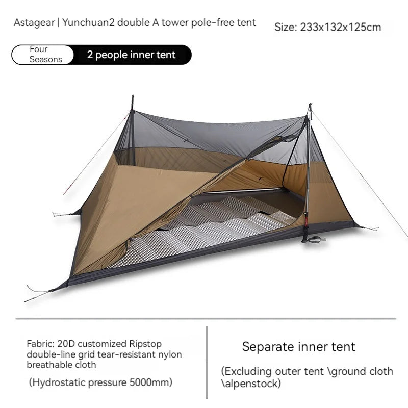 ASTA GEAR Yun Chuan double-sided silicon-coated double A pyramid 15D nylon rodless camping hiking outdoor ultralight tent