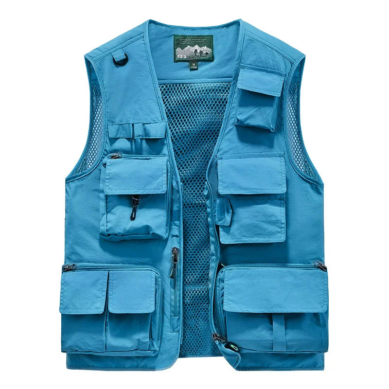 Unisex Tactical Vest Multi-Function 15 Pockets Portable Crossbody Utility for Hiking Camping Outdoor Survival Gear