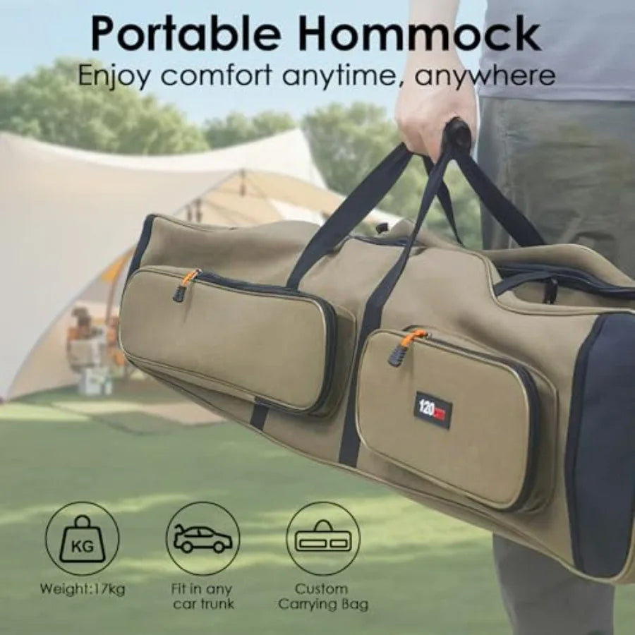 Portable Hammock with Quick Setup Folding Stand Adjustable Sunshade Canopy Storage Bag - Heavy Duty Hammock for Camping Home Ga