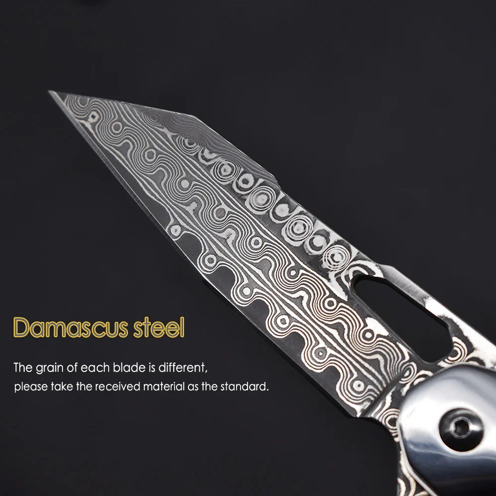 1pcs.Damascus Steel G10 Handle Folding Knife With Back Clip Outdoor Camping Fishing Portable Tools, Collecting Gifts EDC