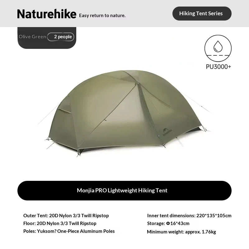 Naturehike Mongar UL BASE PRO 1-3 People Tent Trekking Backpacking Shelter Tent 20D Nylon Waterproof Ultralight Outdoor Camping