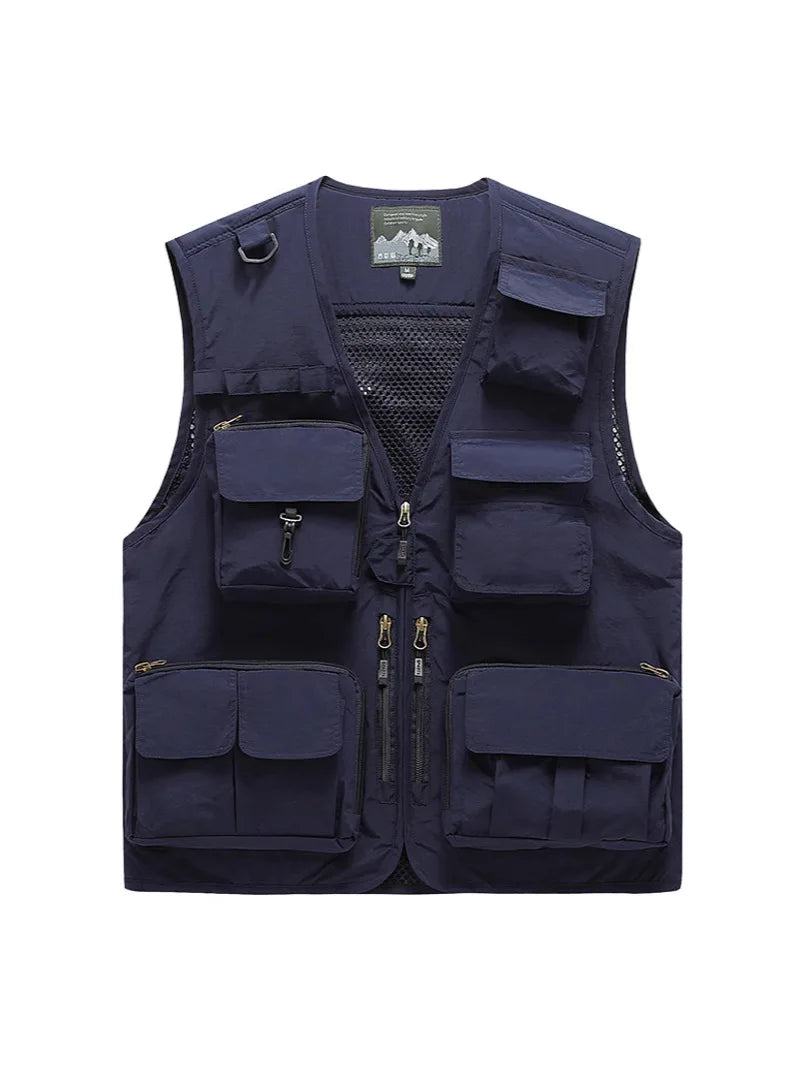 Unisex Tactical Vest Multi-Function 15 Pockets Portable Crossbody Utility for Hiking Camping Outdoor Survival Gear