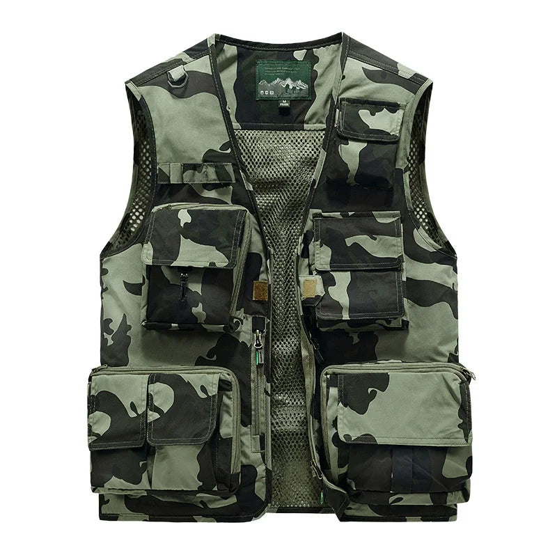 Unisex Tactical Vest Multi-Function 15 Pockets Portable Crossbody Utility for Hiking Camping Outdoor Survival Gear