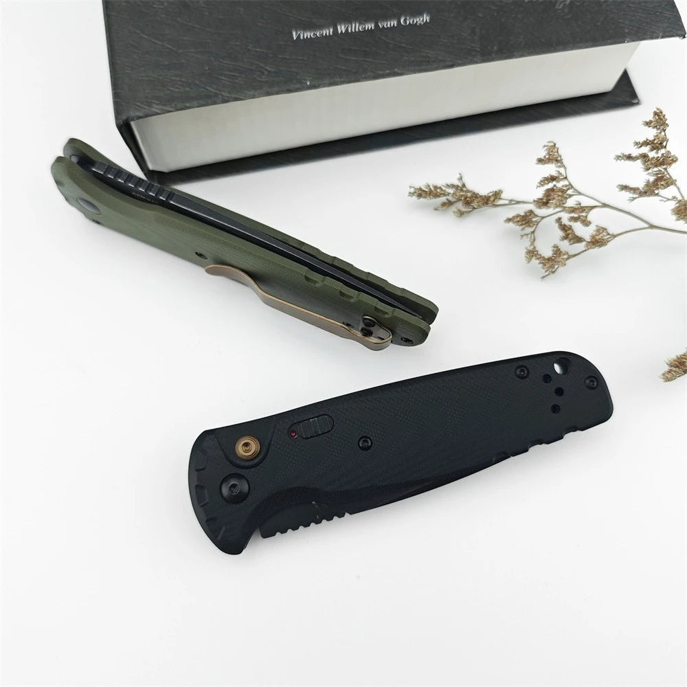 Portable Tactical Folding Knife 3.14 Inch D2 Blade G10 Handle with Pocket Clip EDC Camping Hiking Hunting Survival Outdoor Knife
