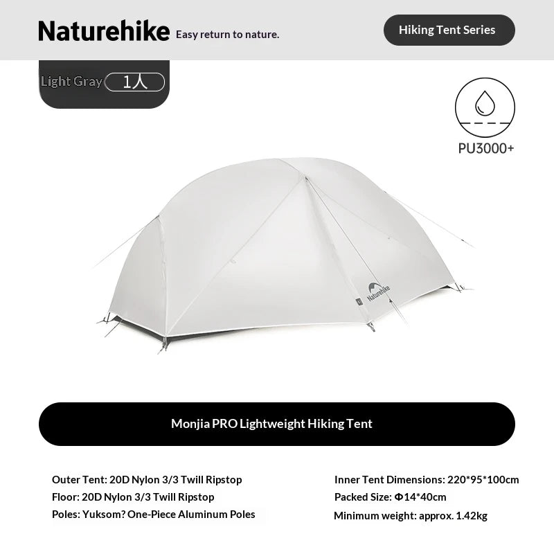 Naturehike Mongar UL BASE PRO 1-3 People Tent Trekking Backpacking Shelter Tent 20D Nylon Waterproof Ultralight Outdoor Camping