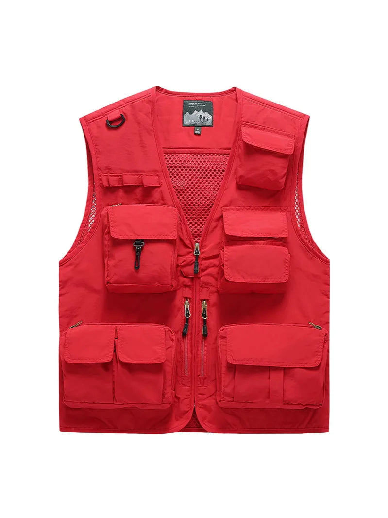 Unisex Tactical Vest Multi-Function 15 Pockets Portable Crossbody Utility for Hiking Camping Outdoor Survival Gear