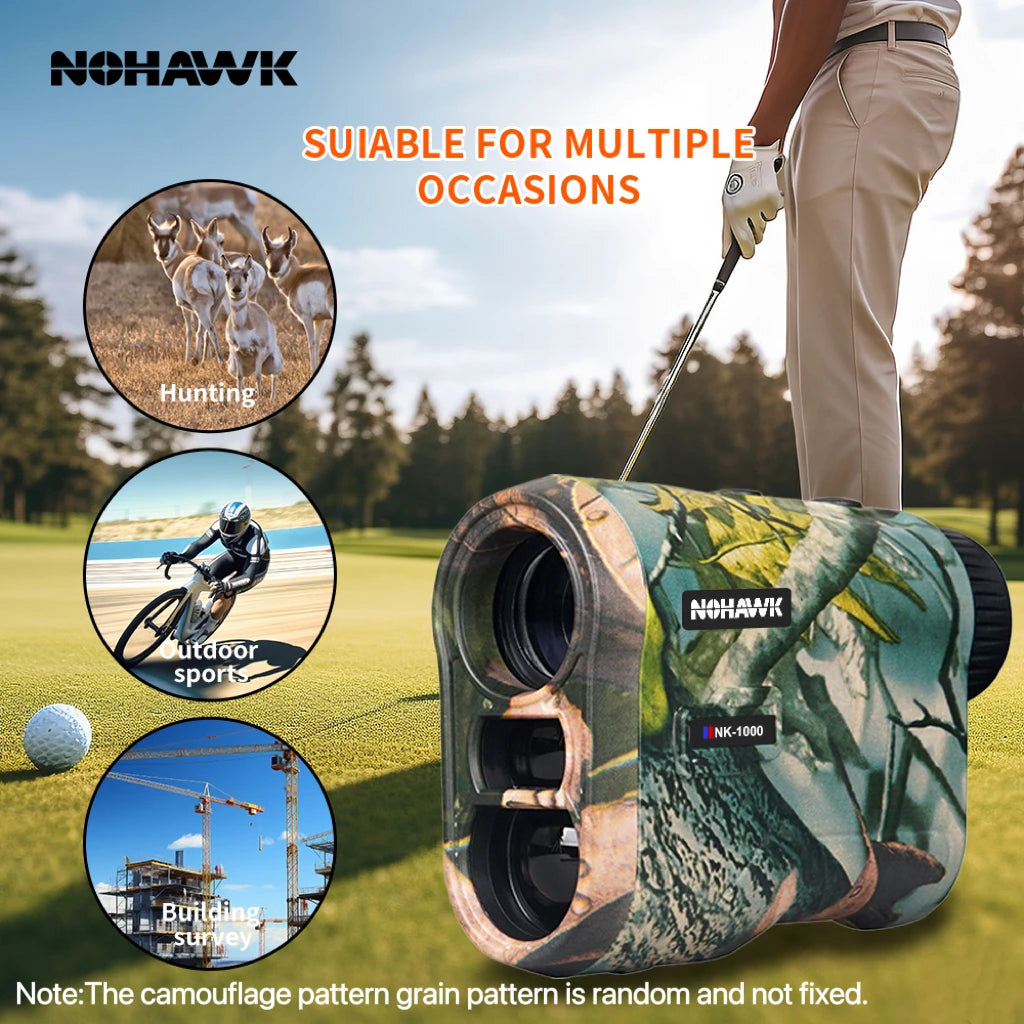 NOHAWK Hunting Rangefinder, 1000M/Yds,  6x Magnification, Angle, Speed Distance Measurement, and Continuous Scanning for Hunting